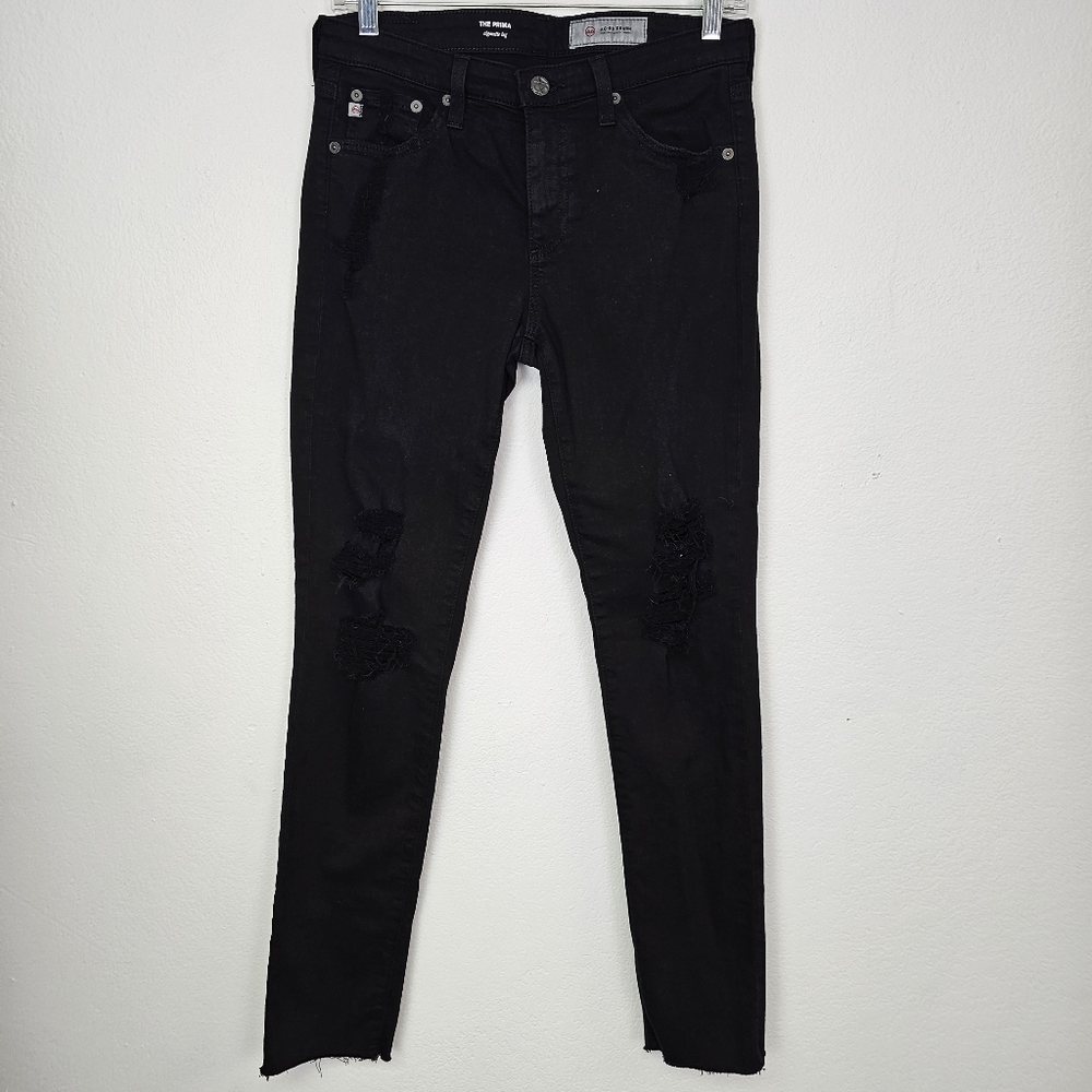 Adriano Goldschmied AG-ED Jeans Prima Cigarette Leg Black Distresss Urban Sz 28